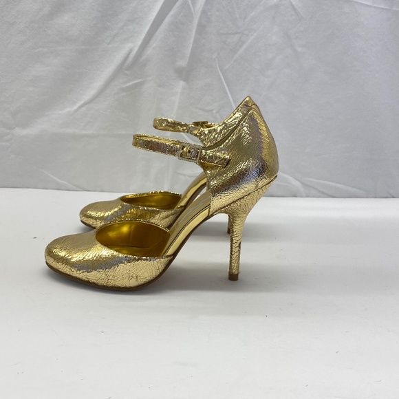 Jessica Simpson Gold Crackle Leather Heels Size: 5.5 - Picture 6 of 10